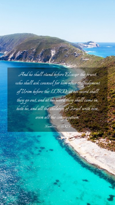 Picture 03 - Numbers 27:21 KJV Mobile Phone Wallpaper - And he shall stand before Eleazar the priest, who - Mobile Bible Verse Wallpaper