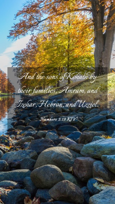 Picture 03 - Numbers 3:19 KJV Mobile Phone Wallpaper - And the sons of Kohath by their families; Amram, - Mobile Bible Verse Wallpaper