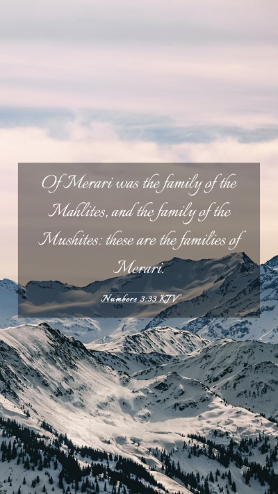 Picture 03 - Numbers 3:33 KJV Mobile Phone Wallpaper - Of Merari was the family of the Mahlites, and the - Mobile Bible Verse Wallpaper