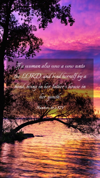 Picture 03 - Numbers 30:3 KJV Mobile Phone Wallpaper - If a woman also vow a vow unto the LORD, and bind - Mobile Bible Verse Wallpaper