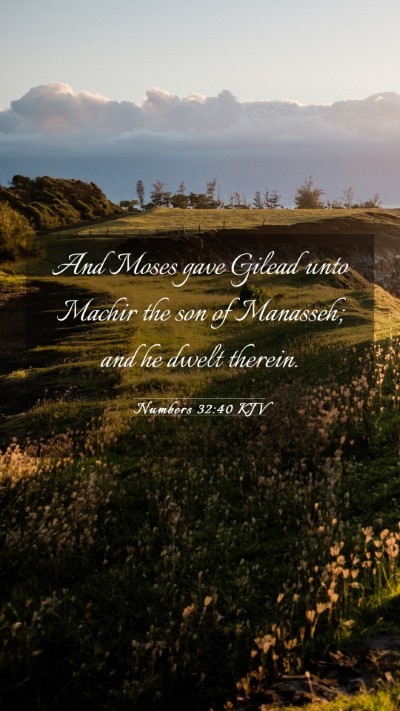 Picture 03 - Numbers 32:40 KJV Mobile Phone Wallpaper - And Moses gave Gilead unto Machir the son of - Mobile Bible Verse Wallpaper