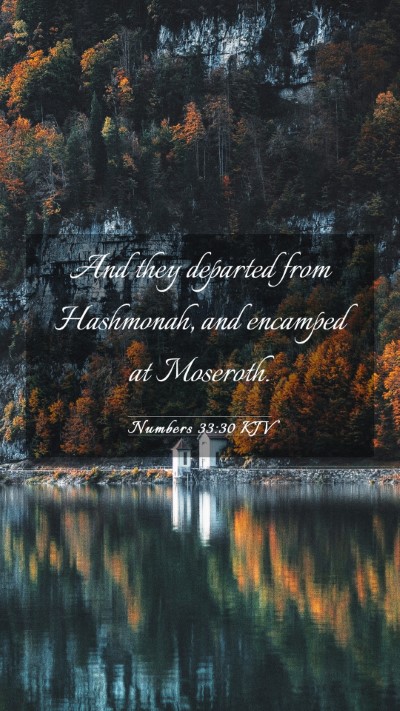 Picture 03 - Numbers 33:30 KJV Mobile Phone Wallpaper - And they departed from Hashmonah, and encamped at - Mobile Bible Verse Wallpaper