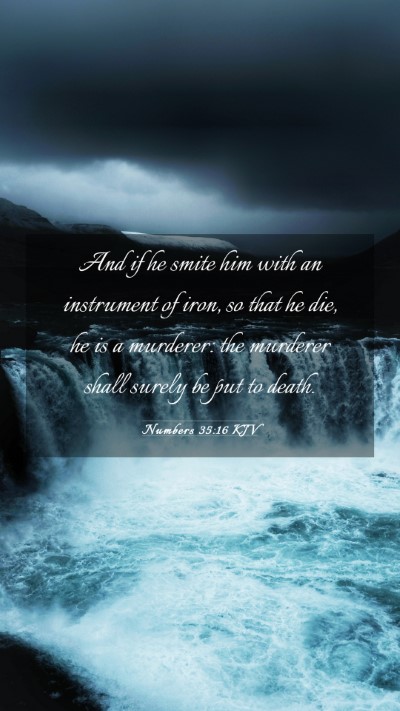Picture 03 - Numbers 35:16 KJV Mobile Phone Wallpaper - And if he smite him with an instrument of iron, - Mobile Bible Verse Wallpaper