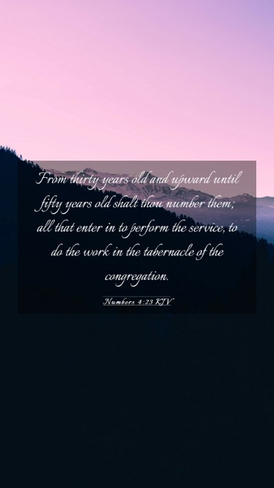 Picture 03 - Numbers 4:23 KJV Mobile Phone Wallpaper - From thirty years old and upward until fifty - Mobile Bible Verse Wallpaper