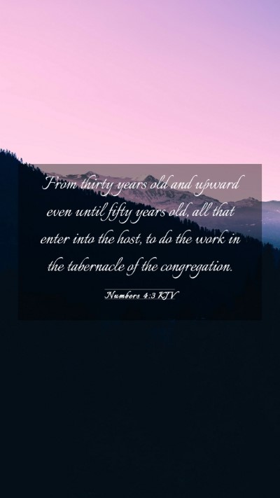 Picture 03 - Numbers 4:3 KJV Mobile Phone Wallpaper - From thirty years old and upward even until fifty - Mobile Bible Verse Wallpaper
