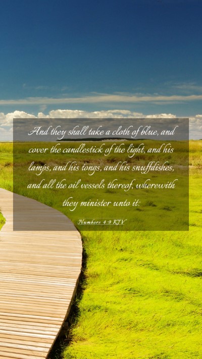 Picture 03 - Numbers 4:9 KJV Mobile Phone Wallpaper - And they shall take a cloth of blue, and cover - Mobile Bible Verse Wallpaper