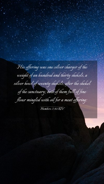 Picture 03 - Numbers 7:43 KJV Mobile Phone Wallpaper - His offering was one silver charger of the weight - Mobile Bible Verse Wallpaper