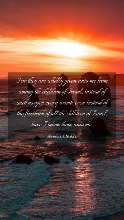 Picture 03 - Numbers 8:16 KJV Mobile Phone Wallpaper - For they are wholly given unto me from among the - Mobile Bible Verse Wallpaper