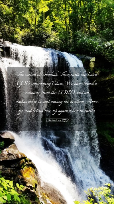 Picture 03 - Obadiah 1:1 KJV Mobile Phone Wallpaper - The vision of Obadiah. Thus saith the Lord GOD - Mobile Bible Verse Wallpaper