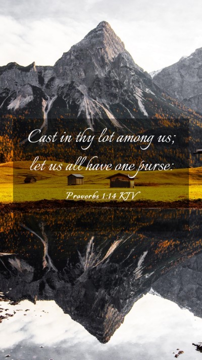Picture 03 - Proverbs 1:14 KJV Mobile Phone Wallpaper - Cast in thy lot among us; let us all have one - Mobile Bible Verse Wallpaper