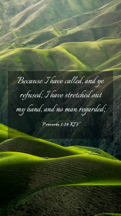 Picture 03 - Proverbs 1:24 KJV Mobile Phone Wallpaper - Because I have called, and ye refused; I have - Mobile Bible Verse Wallpaper