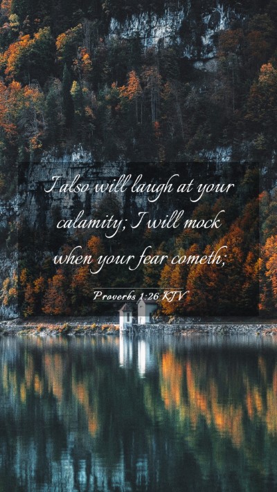 Picture 03 - Proverbs 1:26 KJV Mobile Phone Wallpaper - I also will laugh at your calamity; I will mock - Mobile Bible Verse Wallpaper