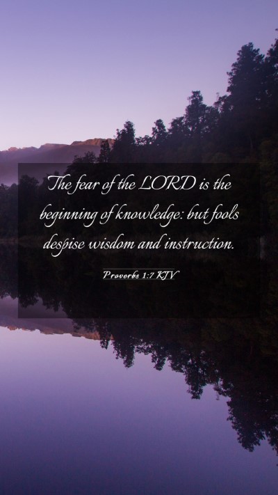 Picture 03 - Proverbs 1:7 KJV Mobile Phone Wallpaper - The fear of the LORD is the beginning of - Mobile Bible Verse Wallpaper