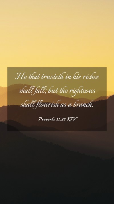 Picture 03 - Proverbs 11:28 KJV Mobile Phone Wallpaper - He that trusteth in his riches shall fall; but - Mobile Bible Verse Wallpaper