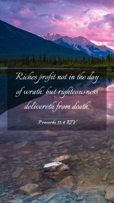 Picture 03 - Proverbs 11:4 KJV Mobile Phone Wallpaper - Riches profit not in the day of wrath: but - Mobile Bible Verse Wallpaper