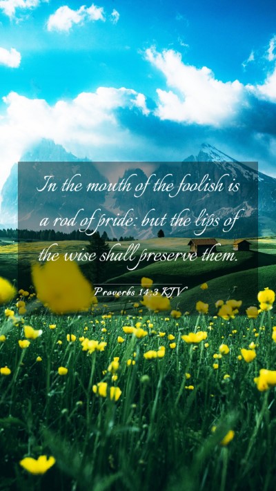 Picture 03 - Proverbs 14:3 KJV Mobile Phone Wallpaper - In the mouth of the foolish is a rod of pride: - Mobile Bible Verse Wallpaper