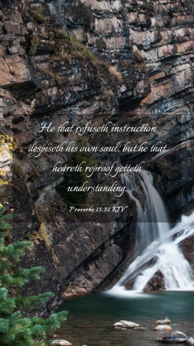 Picture 03 - Proverbs 15:32 KJV Mobile Phone Wallpaper - He that refuseth instruction despiseth his own - Mobile Bible Verse Wallpaper