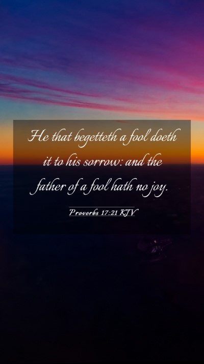Picture 03 - Proverbs 17:21 KJV Mobile Phone Wallpaper - He that begetteth a fool doeth it to his sorrow: - Mobile Bible Verse Wallpaper