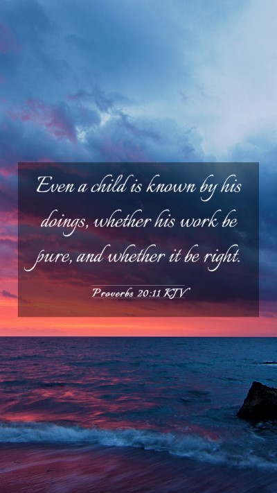Picture 03 - Proverbs 20:11 KJV Mobile Phone Wallpaper - Even a child is known by his doings, whether his - Mobile Bible Verse Wallpaper