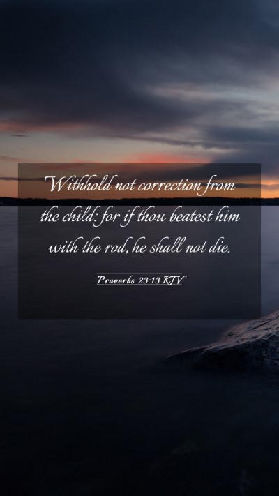 Picture 03 - Proverbs 23:13 KJV Mobile Phone Wallpaper - Withhold not correction from the child: for if - Mobile Bible Verse Wallpaper