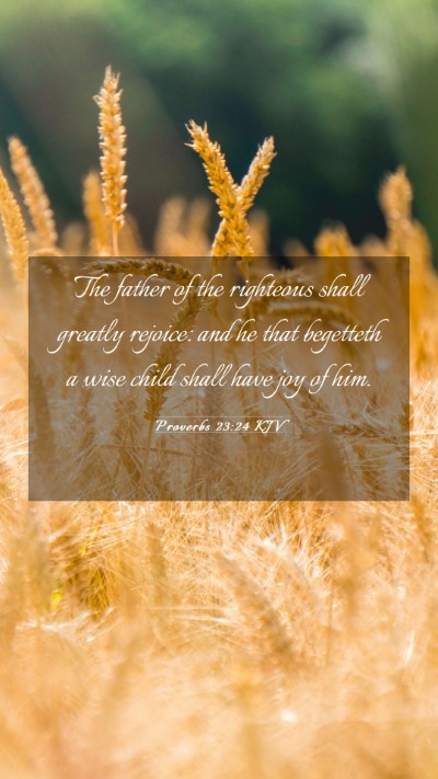 Picture 03 - Proverbs 23:24 KJV Mobile Phone Wallpaper - The father of the righteous shall greatly - Mobile Bible Verse Wallpaper