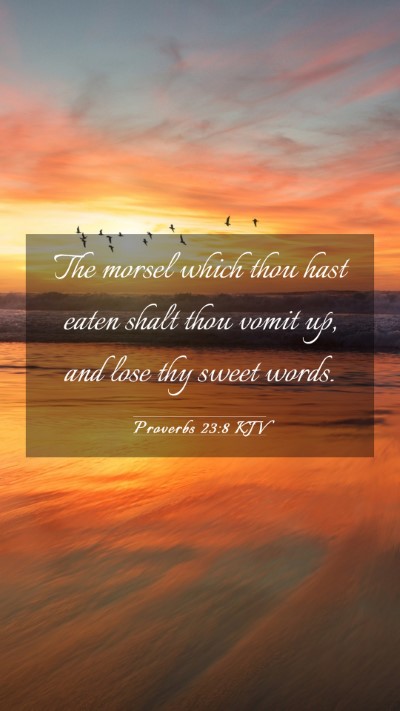 Picture 03 - Proverbs 23:8 KJV Mobile Phone Wallpaper - The morsel which thou hast eaten shalt thou vomit - Mobile Bible Verse Wallpaper