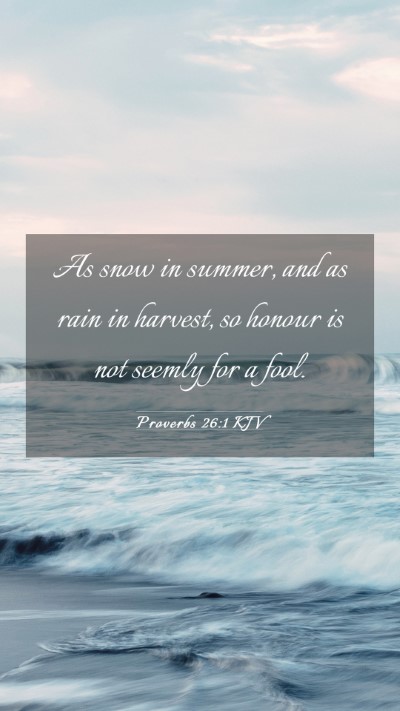 Picture 03 - Proverbs 26:1 KJV Mobile Phone Wallpaper - As snow in summer, and as rain in harvest, so - Mobile Bible Verse Wallpaper