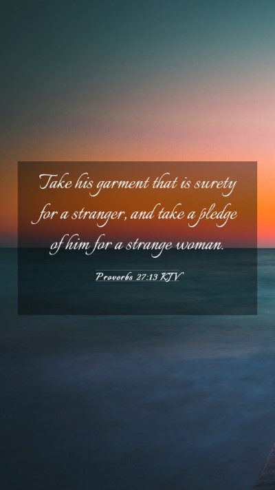 Picture 03 - Proverbs 27:13 KJV Mobile Phone Wallpaper - Take his garment that is surety for a stranger, - Mobile Bible Verse Wallpaper