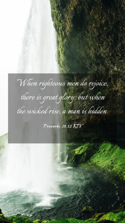 Picture 03 - Proverbs 28:12 KJV Mobile Phone Wallpaper - When righteous men do rejoice, there is great - Mobile Bible Verse Wallpaper