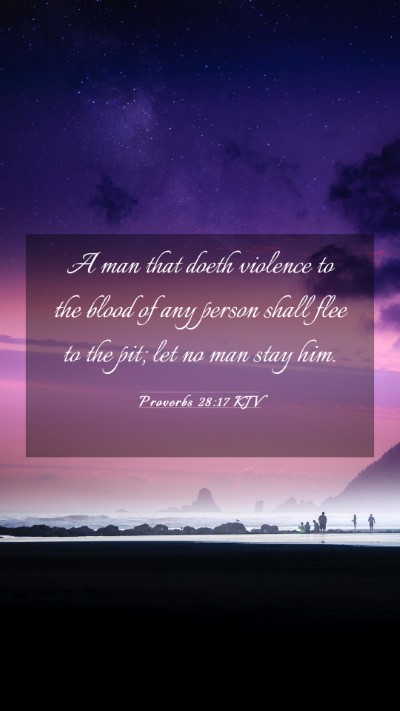 Picture 03 - Proverbs 28:17 KJV Mobile Phone Wallpaper - A man that doeth violence to the blood of any - Mobile Bible Verse Wallpaper