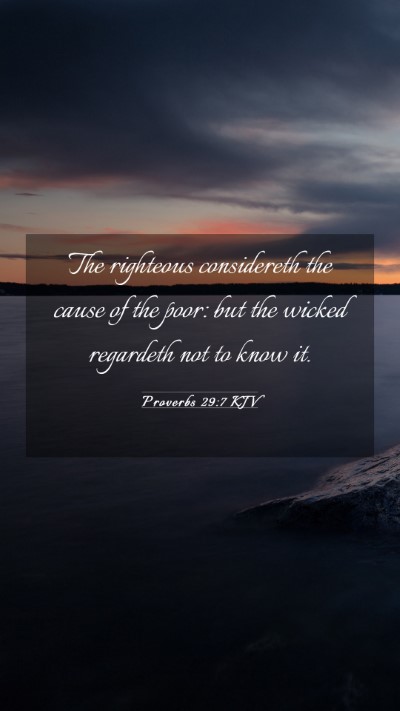 Picture 03 - Proverbs 29:7 KJV Mobile Phone Wallpaper - The righteous considereth the cause of the poor: - Mobile Bible Verse Wallpaper