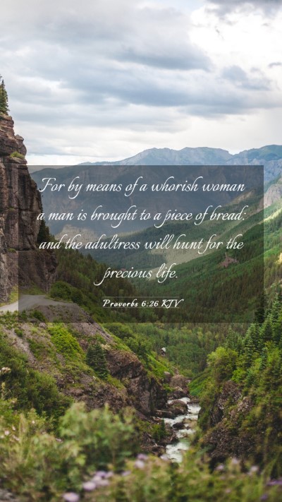 Picture 03 - Proverbs 6:26 KJV Mobile Phone Wallpaper - For by means of a whorish woman a man is brought - Mobile Bible Verse Wallpaper