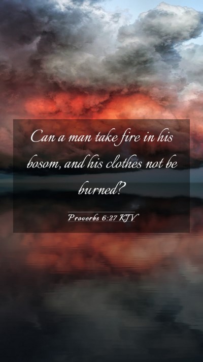 Picture 03 - Proverbs 6:27 KJV Mobile Phone Wallpaper - Can a man take fire in his bosom, and his clothes - Mobile Bible Verse Wallpaper