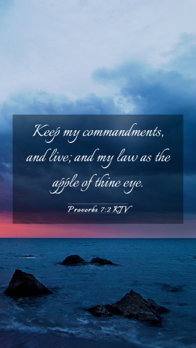 Picture 03 - Proverbs 7:2 KJV Mobile Phone Wallpaper - Keep my commandments, and live; and my law as the - Mobile Bible Verse Wallpaper