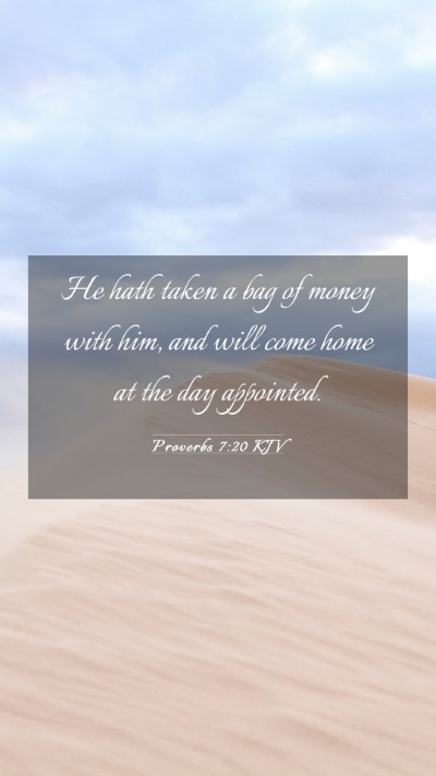 Picture 03 - Proverbs 7:20 KJV Mobile Phone Wallpaper - He hath taken a bag of money with him, and will - Mobile Bible Verse Wallpaper