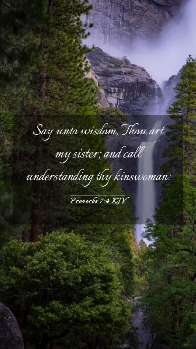 Picture 03 - Proverbs 7:4 KJV Mobile Phone Wallpaper - Say unto wisdom, Thou art my sister; and call - Mobile Bible Verse Wallpaper