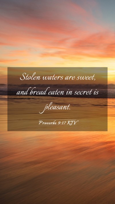 Picture 03 - Proverbs 9:17 KJV Mobile Phone Wallpaper - Stolen waters are sweet, and bread eaten in - Mobile Bible Verse Wallpaper