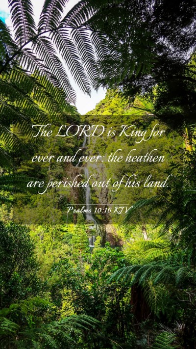Picture 03 - Psalms 10:16 KJV Mobile Phone Wallpaper - The LORD is King for ever and ever: the heathen - Mobile Bible Verse Wallpaper