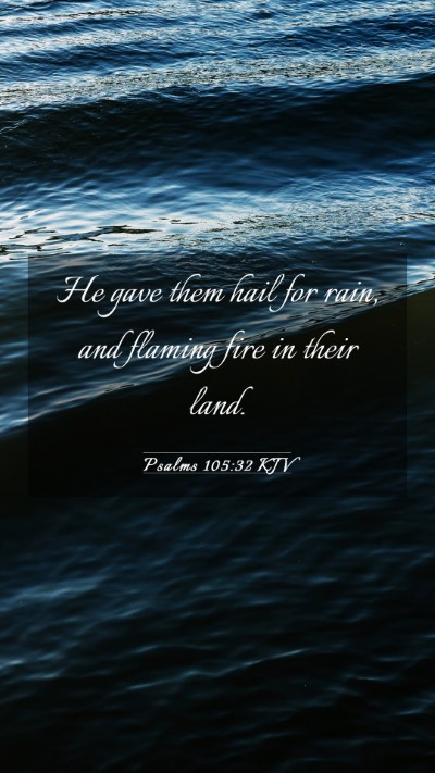 Picture 03 - Psalms 105:32 KJV Mobile Phone Wallpaper - He gave them hail for rain, and flaming fire in - Mobile Bible Verse Wallpaper