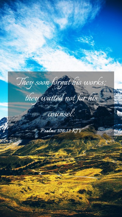 Picture 03 - Psalms 106:13 KJV Mobile Phone Wallpaper - They soon forgat his works; they waited not for - Mobile Bible Verse Wallpaper