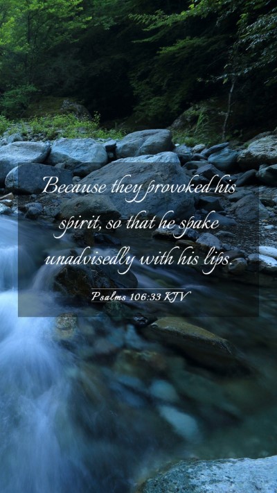 Picture 03 - Psalms 106:33 KJV Mobile Phone Wallpaper - Because they provoked his spirit, so that he - Mobile Bible Verse Wallpaper