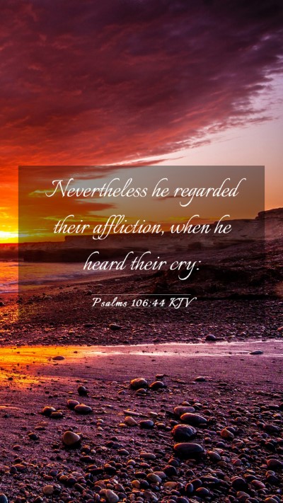 Picture 03 - Psalms 106:44 KJV Mobile Phone Wallpaper - Nevertheless he regarded their affliction, when - Mobile Bible Verse Wallpaper