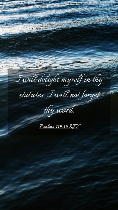 Picture 03 - Psalms 119:16 KJV Mobile Phone Wallpaper - I will delight myself in thy statutes: I will not - Mobile Bible Verse Wallpaper