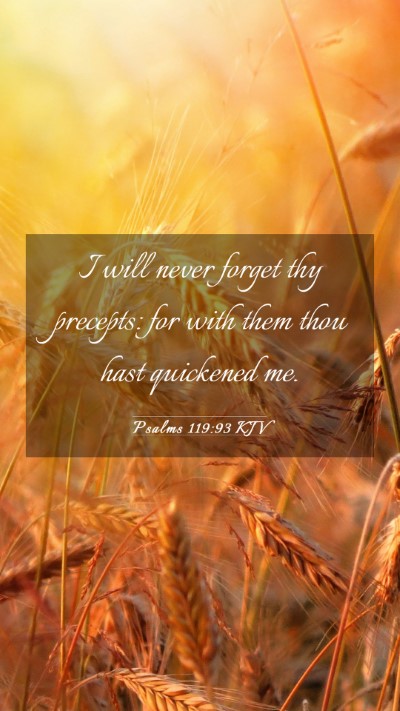 Picture 03 - Psalms 119:93 KJV Mobile Phone Wallpaper - I will never forget thy precepts: for with them - Mobile Bible Verse Wallpaper
