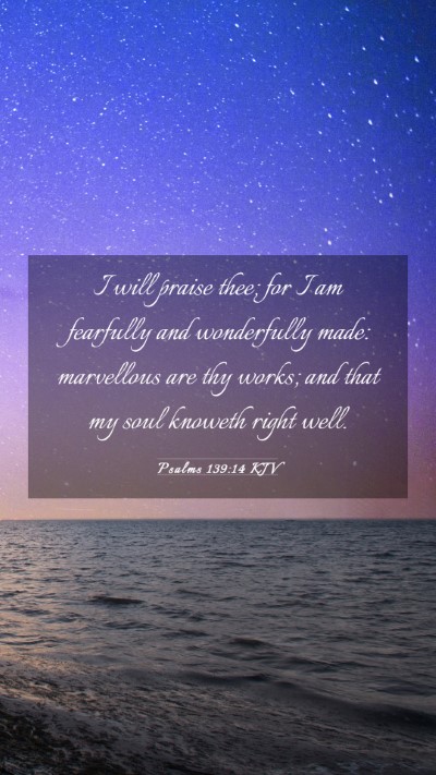 Picture 03 - Psalms 139:14 KJV Mobile Phone Wallpaper - I will praise thee; for I am fearfully and - Mobile Bible Verse Wallpaper