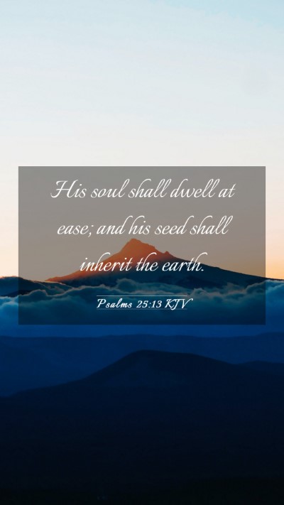 Picture 03 - Psalms 25:13 KJV Mobile Phone Wallpaper - His soul shall dwell at ease; and his seed shall - Mobile Bible Verse Wallpaper