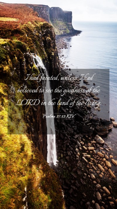 Picture 03 - Psalms 27:13 KJV Mobile Phone Wallpaper - I had fainted, unless I had believed to see the - Mobile Bible Verse Wallpaper