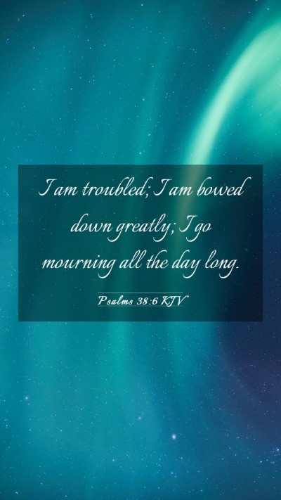 Picture 03 - Psalms 38:6 KJV Mobile Phone Wallpaper - I am troubled; I am bowed down greatly; I go - Mobile Bible Verse Wallpaper