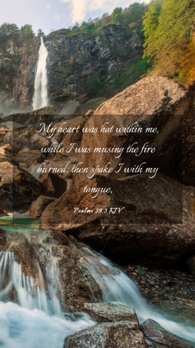 Picture 03 - Psalms 39:3 KJV Mobile Phone Wallpaper - My heart was hot within me, while I was musing - Mobile Bible Verse Wallpaper