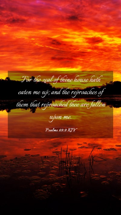 Picture 03 - Psalms 69:9 KJV Mobile Phone Wallpaper - For the zeal of thine house hath eaten me up; and - Mobile Bible Verse Wallpaper